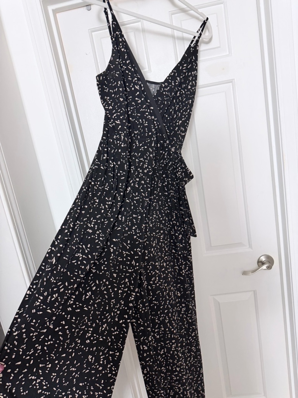 Kaileigh Black Jumpsuit with Cream Speckle Print